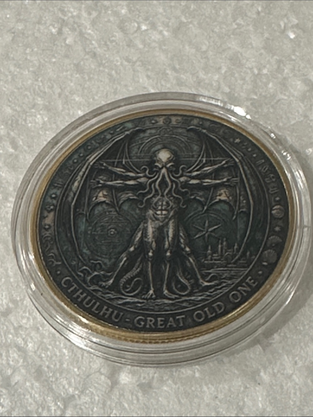 Cthulhu Themed Decorative Coin - Black Antique Finish